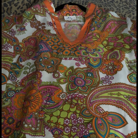 MILLY of NEW YORK size 10-12 multi colored paisley print Mini Skirt & tunic - Picture 5 of 16